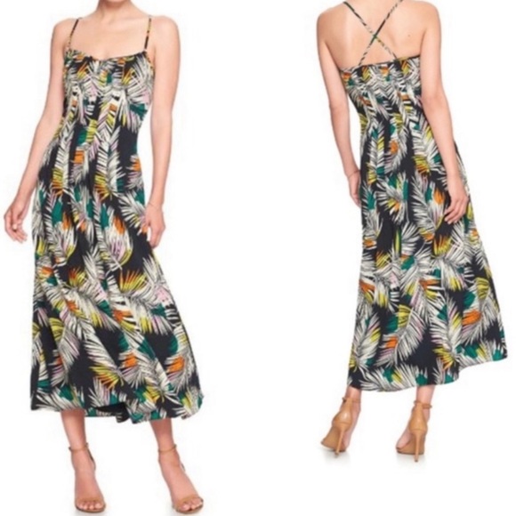 Banana Republic Palm Print Maxi Dress Pleated Size 6 NWT - Picture 10 of 10